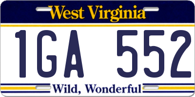 WV license plate 1GA552