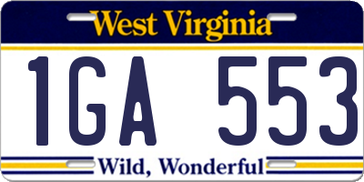 WV license plate 1GA553