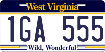 WV license plate 1GA555