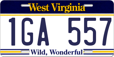 WV license plate 1GA557