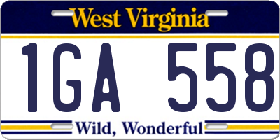 WV license plate 1GA558