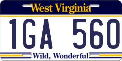 WV license plate 1GA560