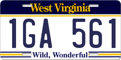 WV license plate 1GA561