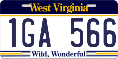 WV license plate 1GA566