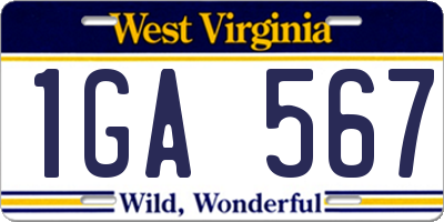 WV license plate 1GA567