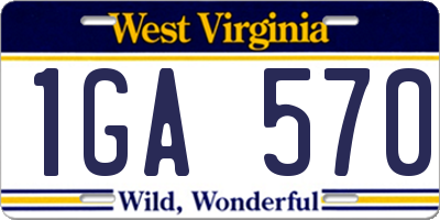 WV license plate 1GA570