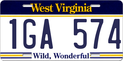 WV license plate 1GA574