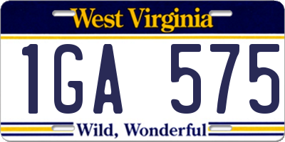 WV license plate 1GA575