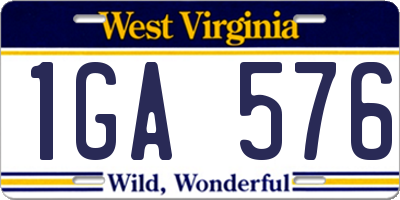 WV license plate 1GA576