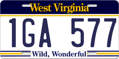 WV license plate 1GA577