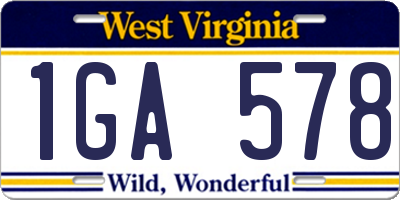 WV license plate 1GA578