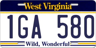 WV license plate 1GA580