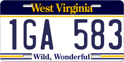 WV license plate 1GA583