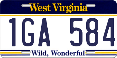 WV license plate 1GA584
