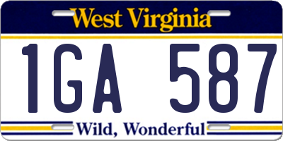 WV license plate 1GA587