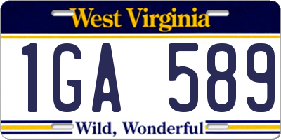 WV license plate 1GA589