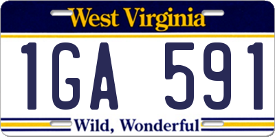 WV license plate 1GA591
