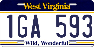 WV license plate 1GA593