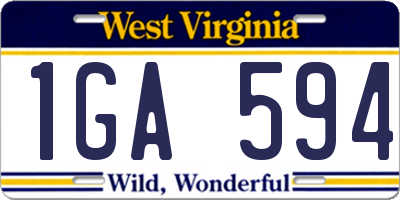 WV license plate 1GA594