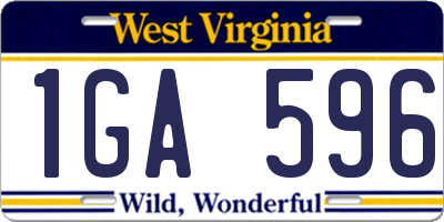 WV license plate 1GA596