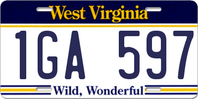 WV license plate 1GA597