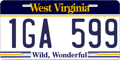 WV license plate 1GA599