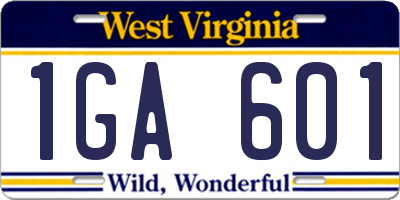 WV license plate 1GA601