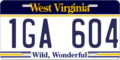 WV license plate 1GA604