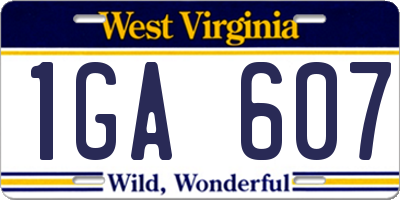 WV license plate 1GA607