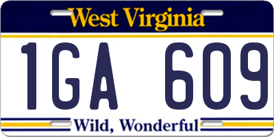 WV license plate 1GA609