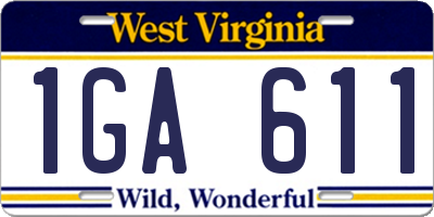 WV license plate 1GA611
