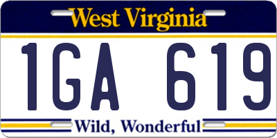 WV license plate 1GA619