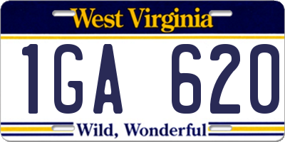 WV license plate 1GA620