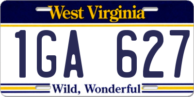 WV license plate 1GA627