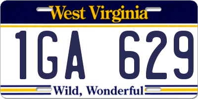 WV license plate 1GA629