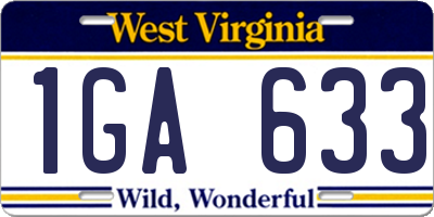 WV license plate 1GA633