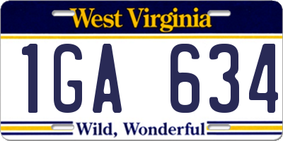WV license plate 1GA634