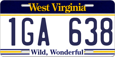 WV license plate 1GA638