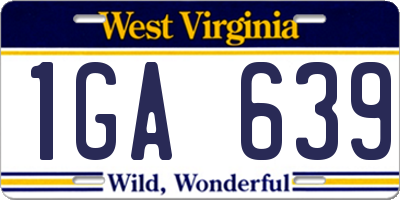 WV license plate 1GA639