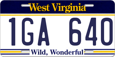 WV license plate 1GA640
