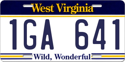 WV license plate 1GA641