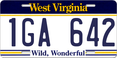 WV license plate 1GA642