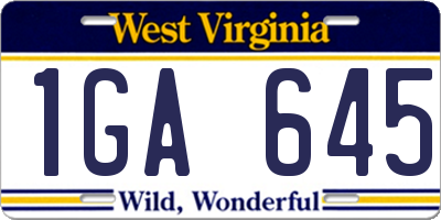 WV license plate 1GA645