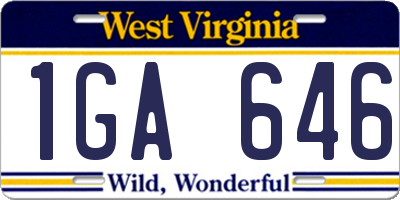 WV license plate 1GA646