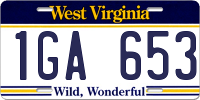 WV license plate 1GA653