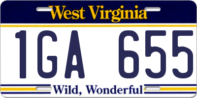 WV license plate 1GA655