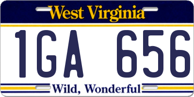 WV license plate 1GA656