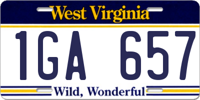 WV license plate 1GA657