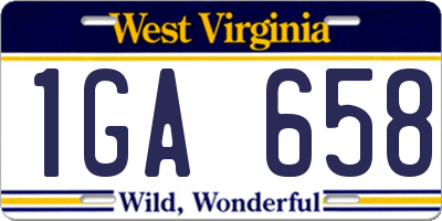 WV license plate 1GA658
