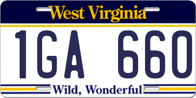 WV license plate 1GA660